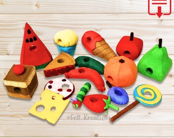 Vilt hongerige rups viltpatroonset - vilt cupcake fruittaart taart kaassalami - pdf-zelfstudie naaipatroon e-boek (direct downloaden)