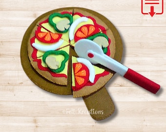 Felt Pizza Pattern Set - Thin and Thick Crust Pepperoni Pizzas Felt Play Food Pattern Tutorials PDF Felt Sewing Patterns (Instant Download)