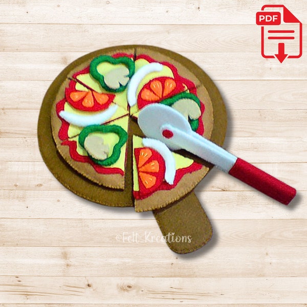 Felt Pizza Pattern Set - Thin and Thick Crust Pepperoni Pizzas Felt Play Food Pattern Tutorials PDF Felt Sewing Patterns (Instant Download)