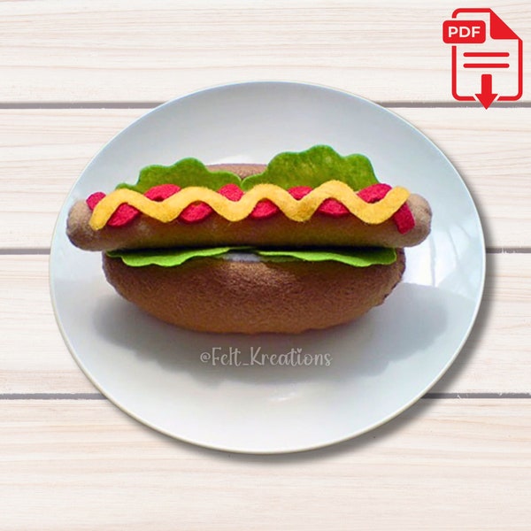 Felt Pattern Felt Hotdog Bun Pattern DIY Felt Play Food for Montessori Preschool Felt Tutorials PDF Felt Sewing Patterns (Instant Download)