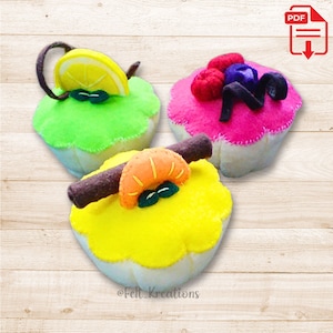 Felt Fruit Sorbets Pattern - Felt Play Food Pretend Play Kitchen Pastry Chef Felt Fruit Dessert PDF Felt Sewing Pattern (Instant Download)