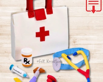 Felt Doctor Toy Pattern Felt Pattern Tutorial Set - Stethoscope Doctor Bag Syringe PDF Ebook Sewing Pattern and Tutorial (Instant Download)