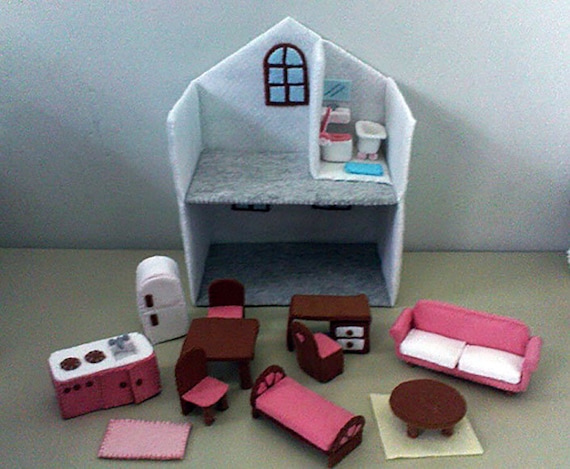 Felt Dollhouse Pattern Set Miniature Dollhouse Furnitures Felt