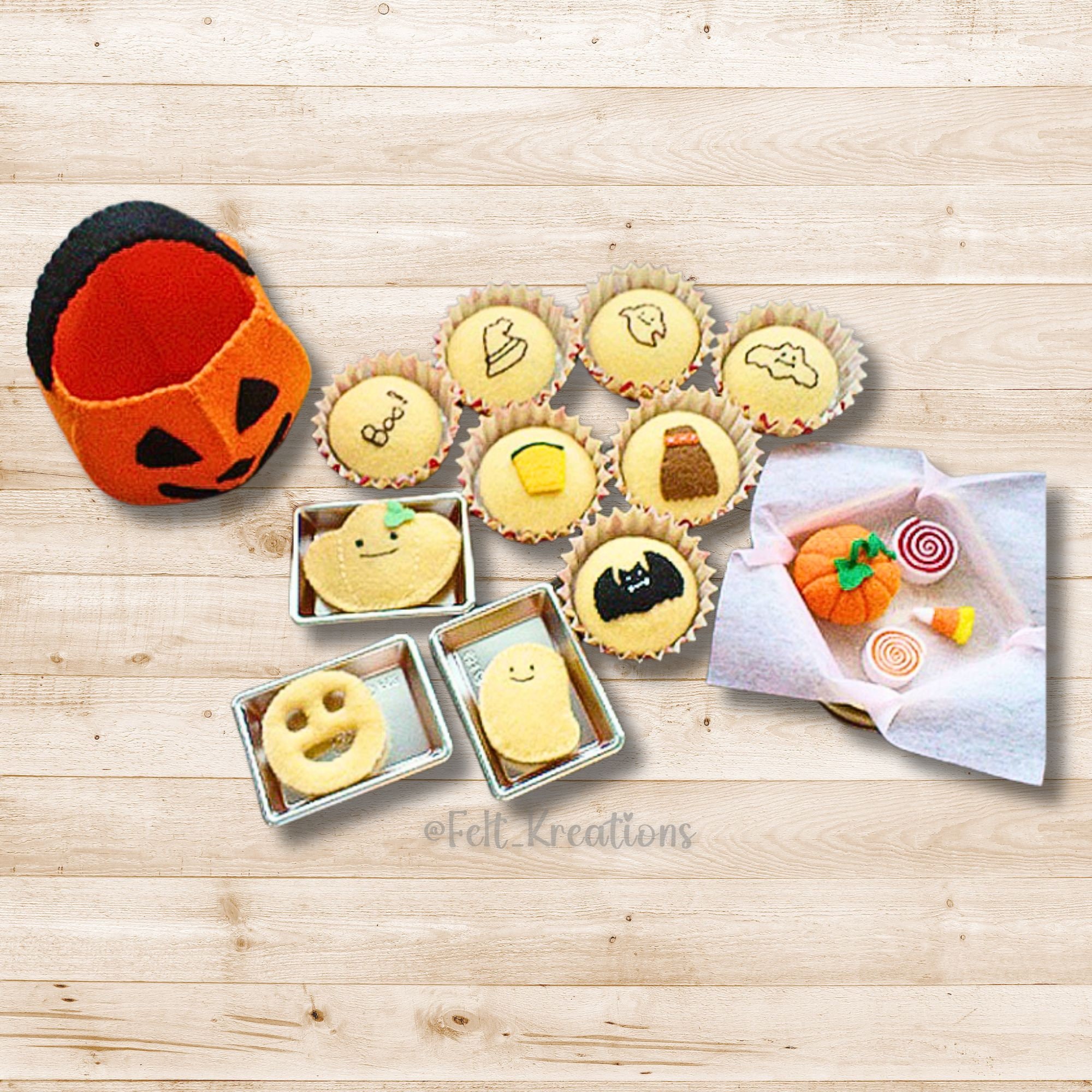 Felt Halloween Pattern - Jack O Lantern Pumpkin Cookies Wreath Felt Toy ...