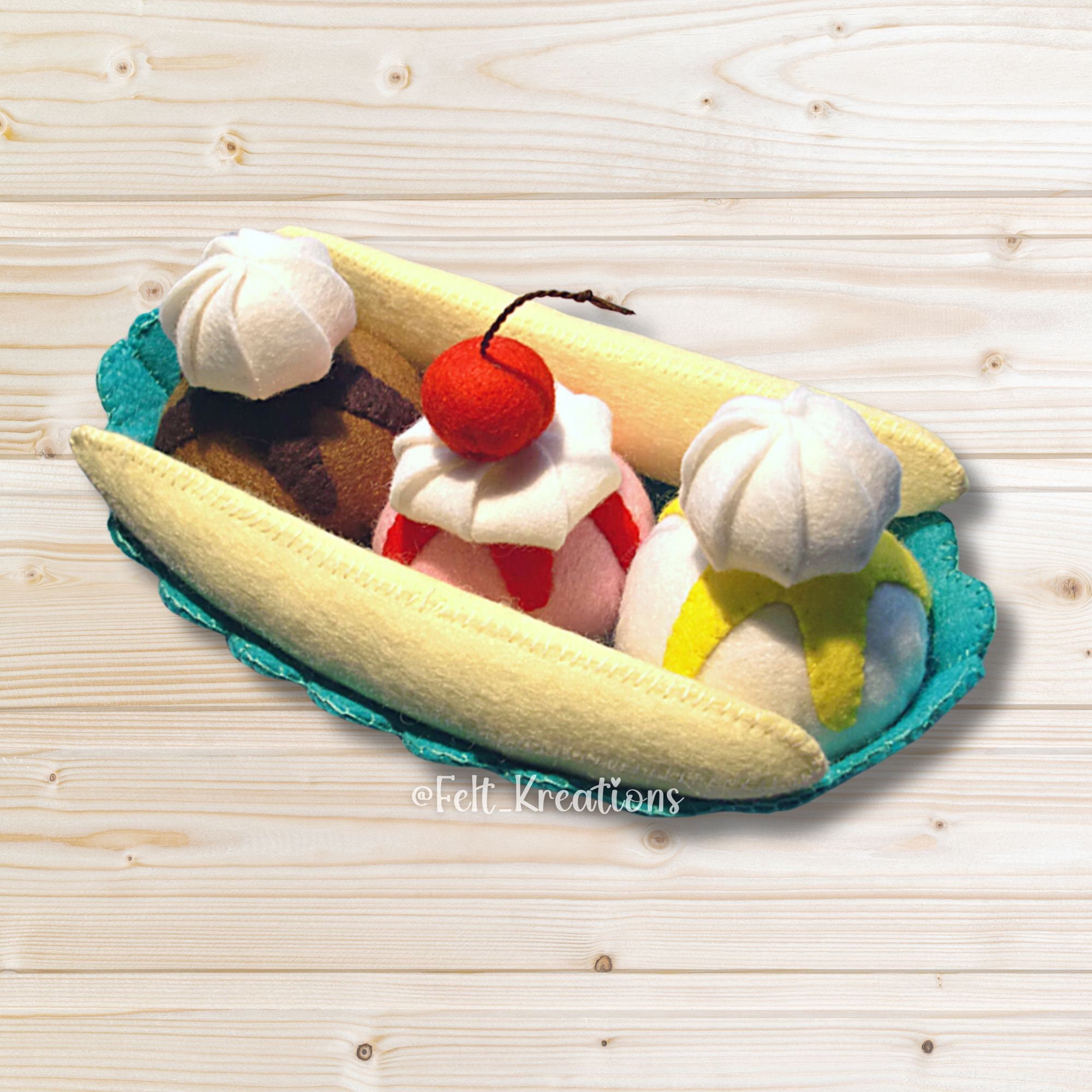 Felt Ice Cream Sundae Banana Split Pattern: DIY Sewing Tutorial