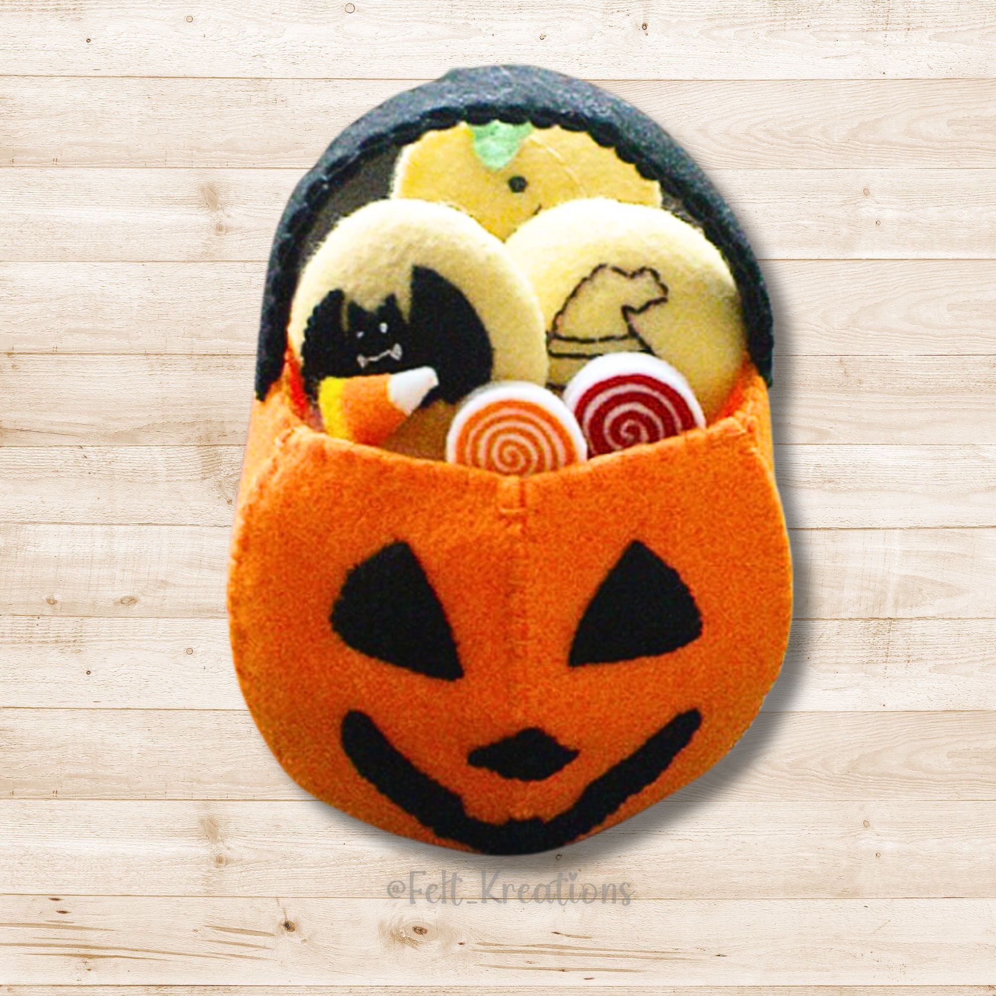 Felt Halloween Pattern - Jack O Lantern Pumpkin Cookies Wreath Felt Toy ...