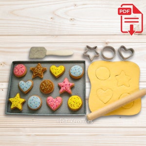 Felt Bake Cookies Pattern Set - Felt Food Pattern Tutorial Cookie Spatula Roller Role Playing Toy PDF Felt Sewing Pattern (Instant Download)