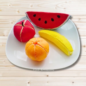 Felt Fruit Slices Pattern Felt Food Patterns Tutorial - Apple Orange Banana Watermelon Slice - PDF Felt Sewing Patterns