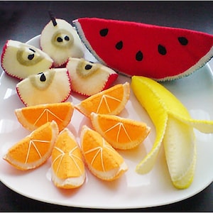 Felt Pattern Felt Fruits Slices - Apple Orange Banana Watermelon Slice - PDF Felt Patterns (Instant Download)