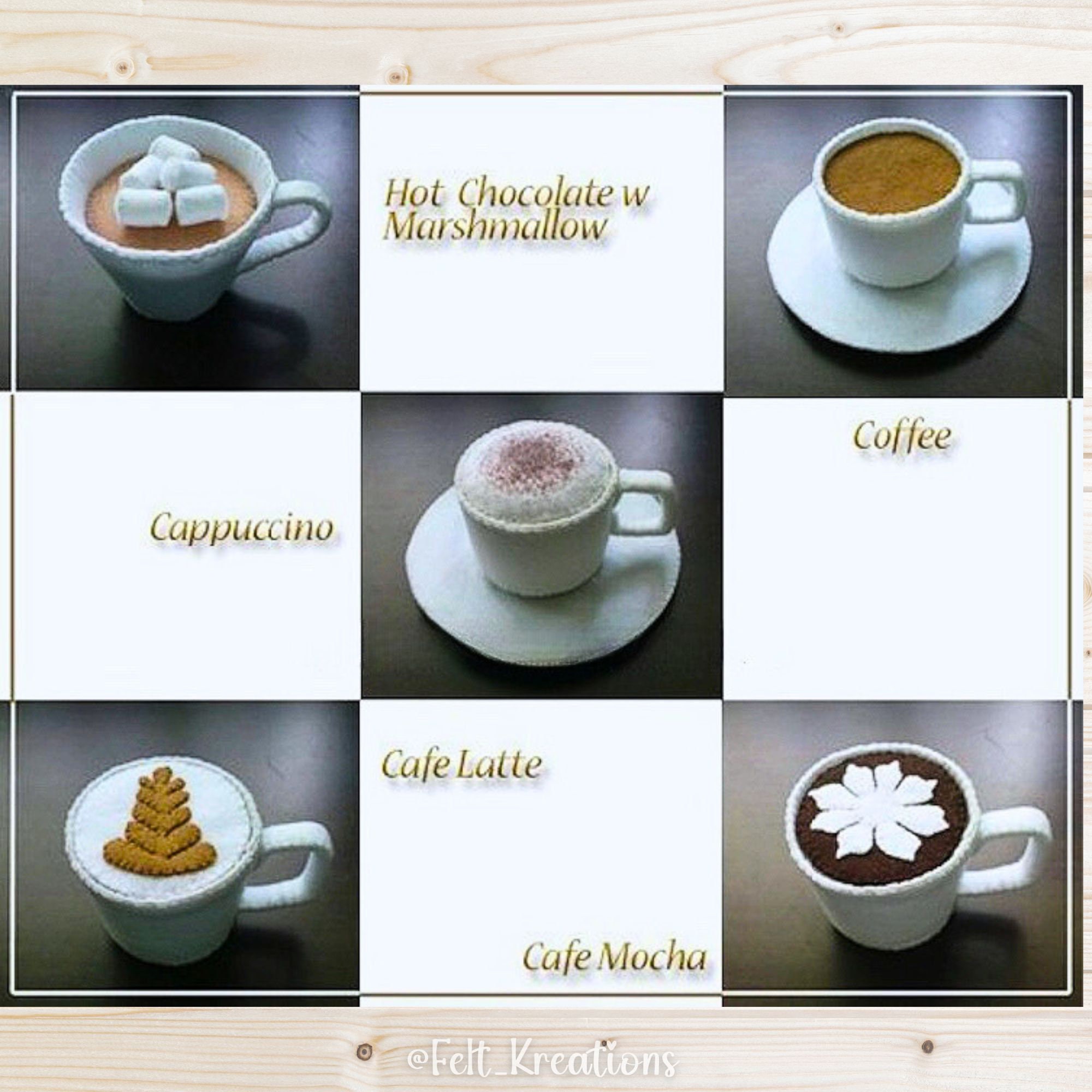 Felt Cafe Barista Patterns Set Coffee Tea Brownie Cheesecake Pie - DIY ...