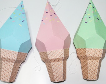 3D Paper Ice Cream Sundae Cut File/Pattern