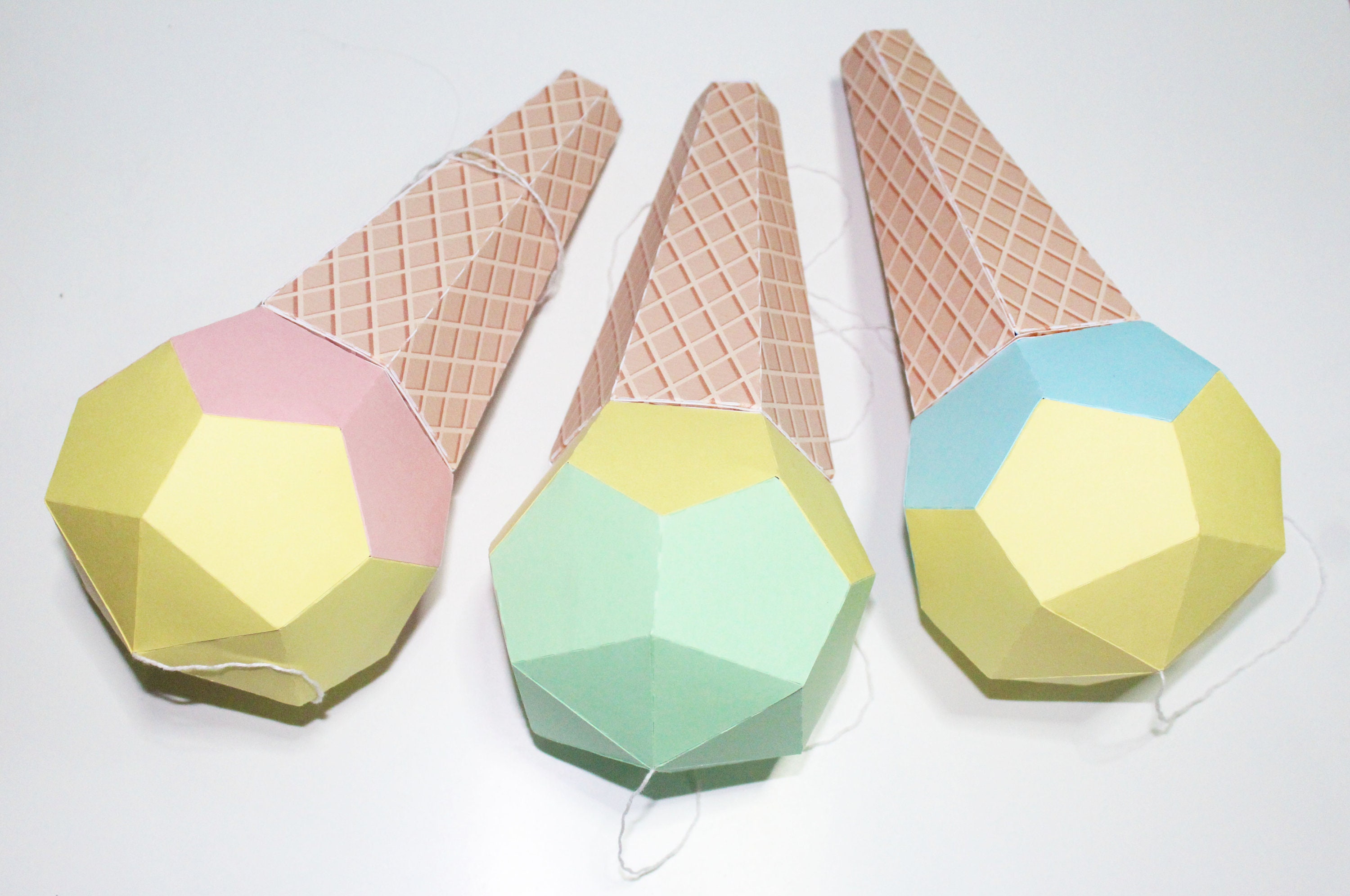 3D Paper Ice Cream Sorbet Cut File/pattern - Etsy