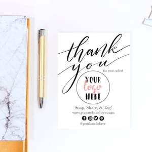 Custom Logo Thank You Cards - Small Business Packaging Inserts - Order Insert Cards, Personalized Packaging Inserts, Small Business Cards