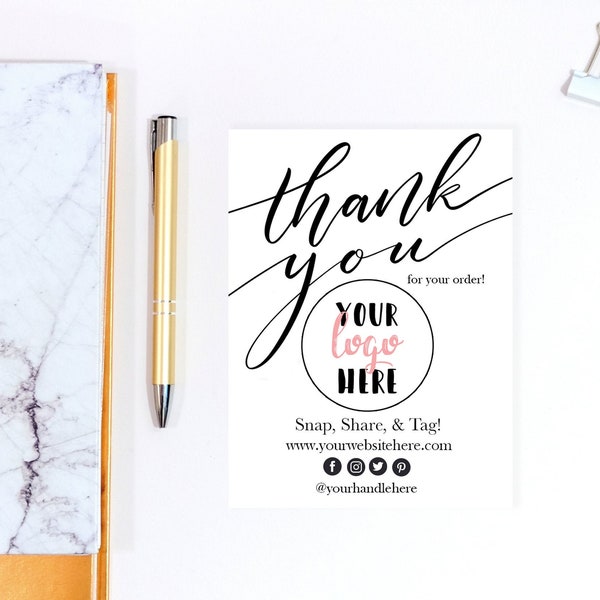 Logo Thank You Cards, Logo Cards, Thank You Cards, Insert Cards for Orders, Custom Thank You Cards, Packaging Inserts, Small Business Cards