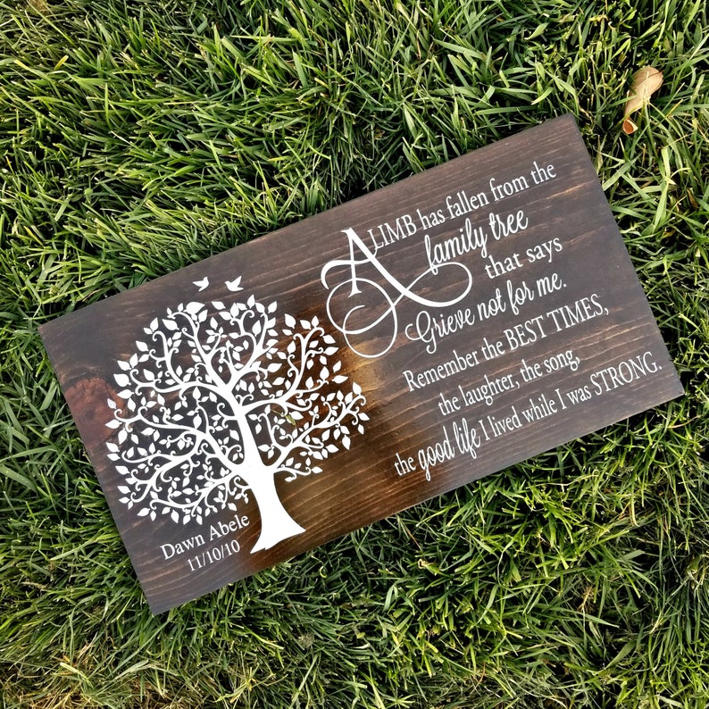 A limb has Fallen from the Family Tree sign Sympathy Gift Etsy A limb has Fallen from the Family Tree sign Sympathy Gift Etsy
