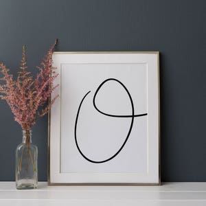 Lettre O - 8 x 10 imprimer alphabet Téléchargement instantané - blanc minimal - millénaire - calligraphie - affiche - noir - - chic muraux imprimable-