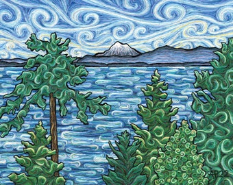 Swirl Mountain Landscape Giclee Print