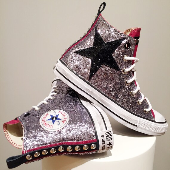 chuck taylor silver glitter