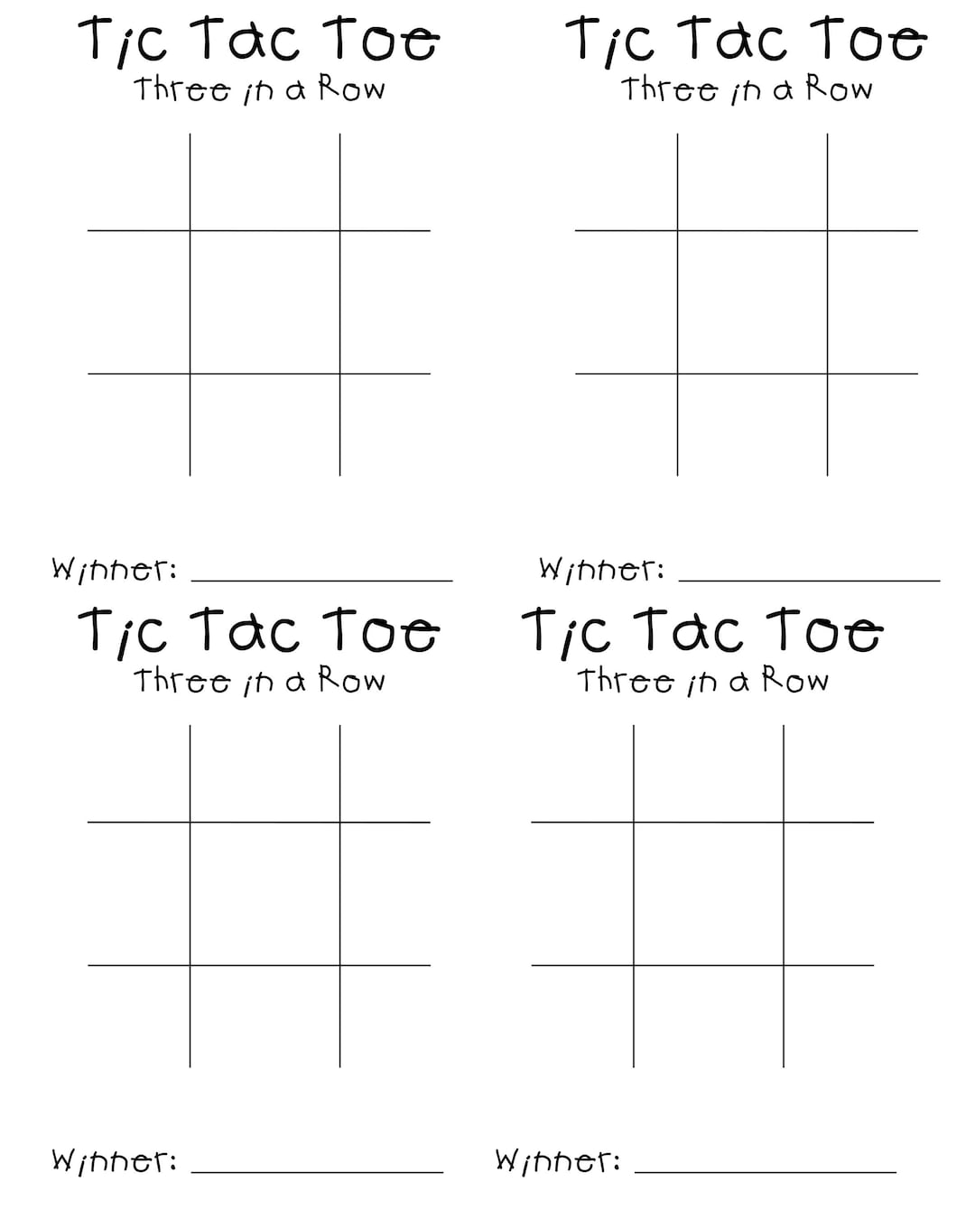 Tic Tac Toe Game Sheet Digital Print 8X10 - Etsy