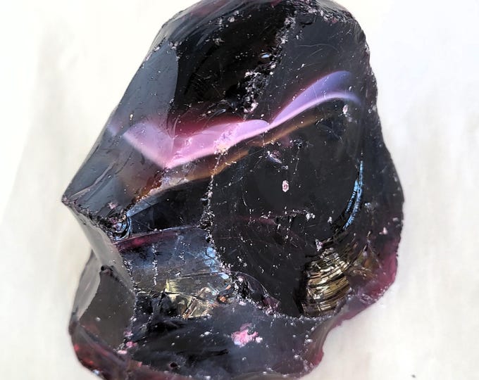 Purple and Ruby Slag Glass With Banding, Over 1-3/4 Pounds - Free US Shipping