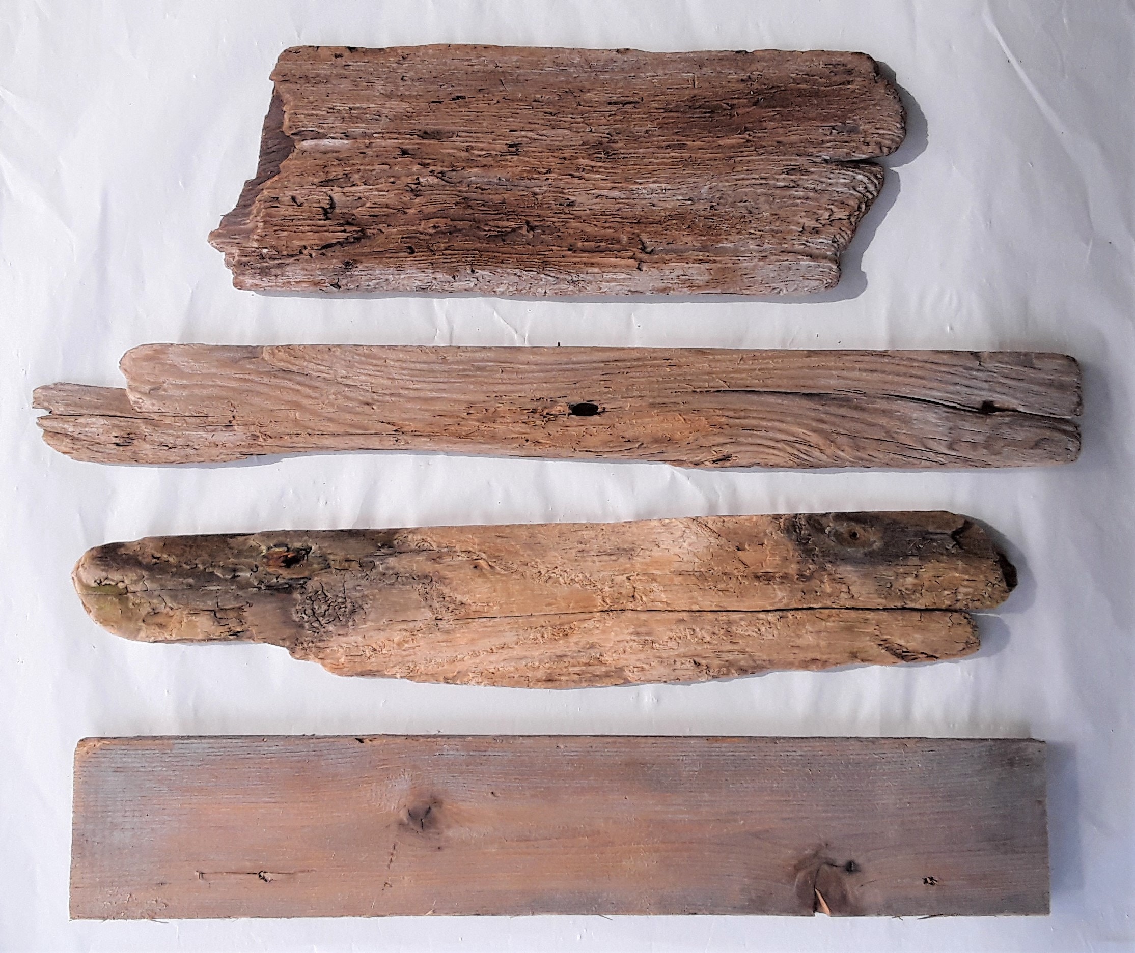 Reclaimed Driftwood Planks, 12 Thinner Pieces of Driftwood Lumber, US SHIPPING INCLUDED
