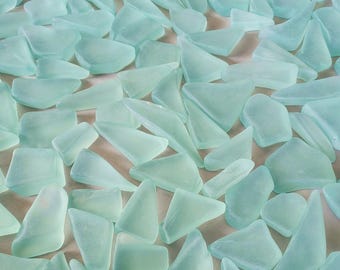 Tumbled Aquamarine Glass, Frosted Appearance - Free US Shipping
