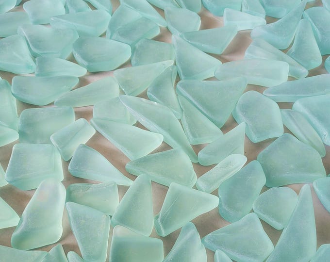 Tumbled Aquamarine Glass, Frosted Appearance - Free US Shipping