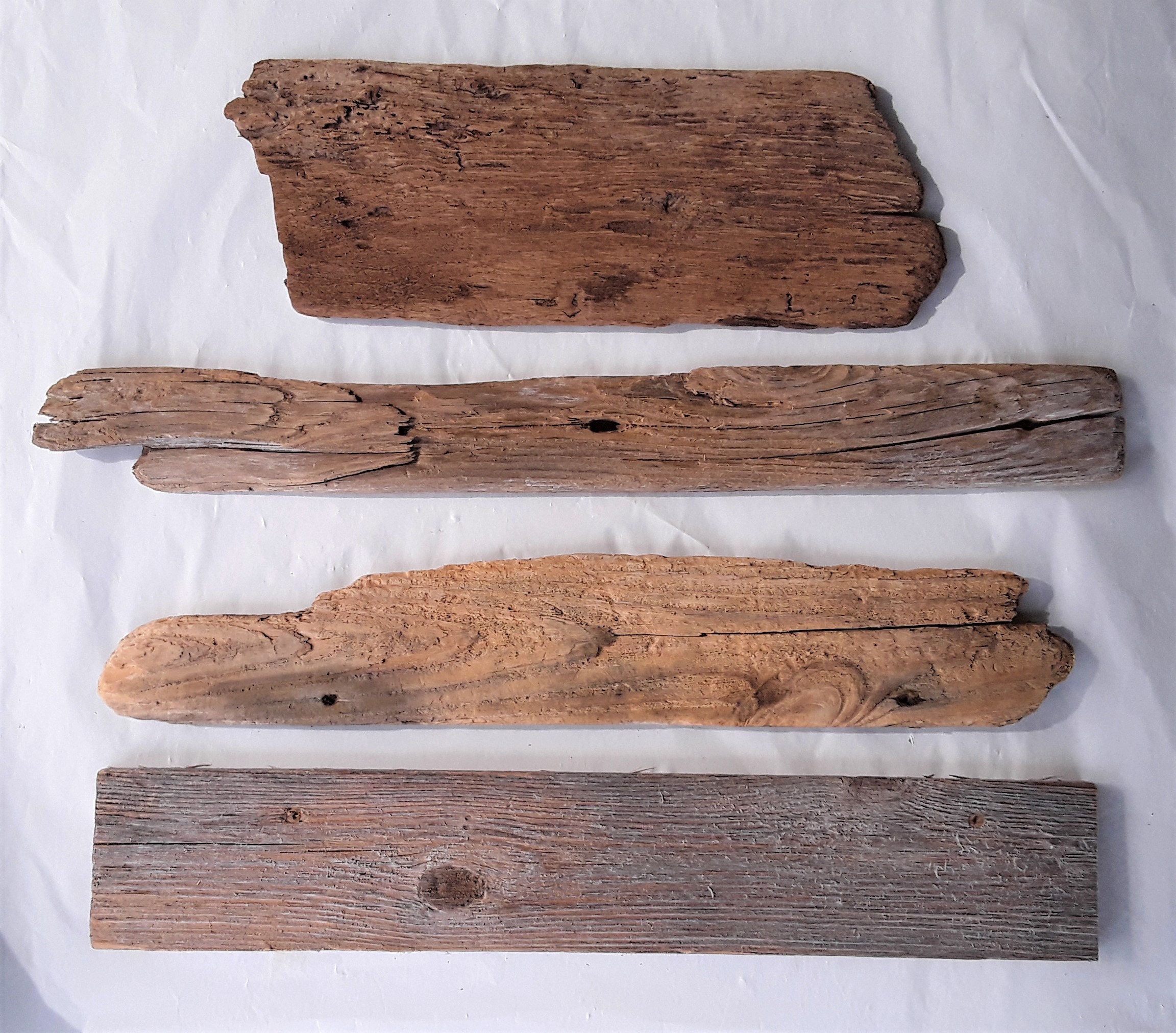 Reclaimed Driftwood Planks, 12 Thinner Pieces of Driftwood Lumber, US