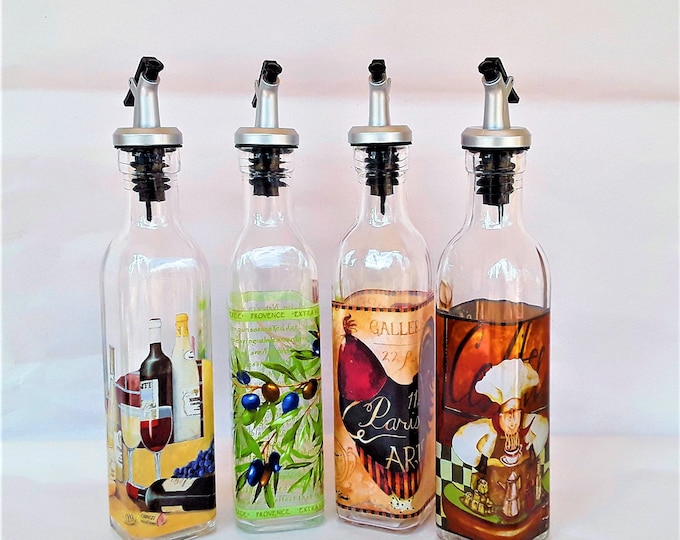 Cruet Bottles - 4 Piece Set / 8 Ounces Each - FREE US Shipping