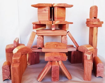 Building Blocks, 46 Natural Red Cedar Pieces - Free US Shipping