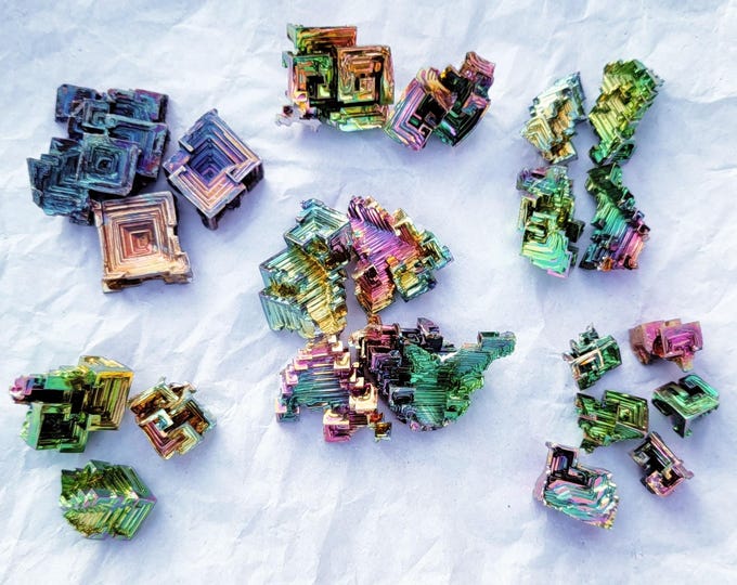 Bismuth Crystals, 6 Different Sets - Free US Shipping