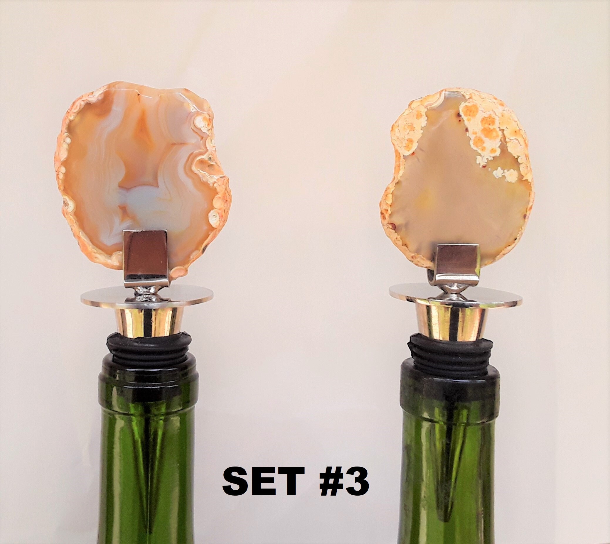 Two Piece Agate Bottle Stopper Set FREE US Shipping