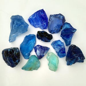 Blue Slag Glass Set, 12 Pieces, Over 5-1/2 Pounds - Free US Shipping