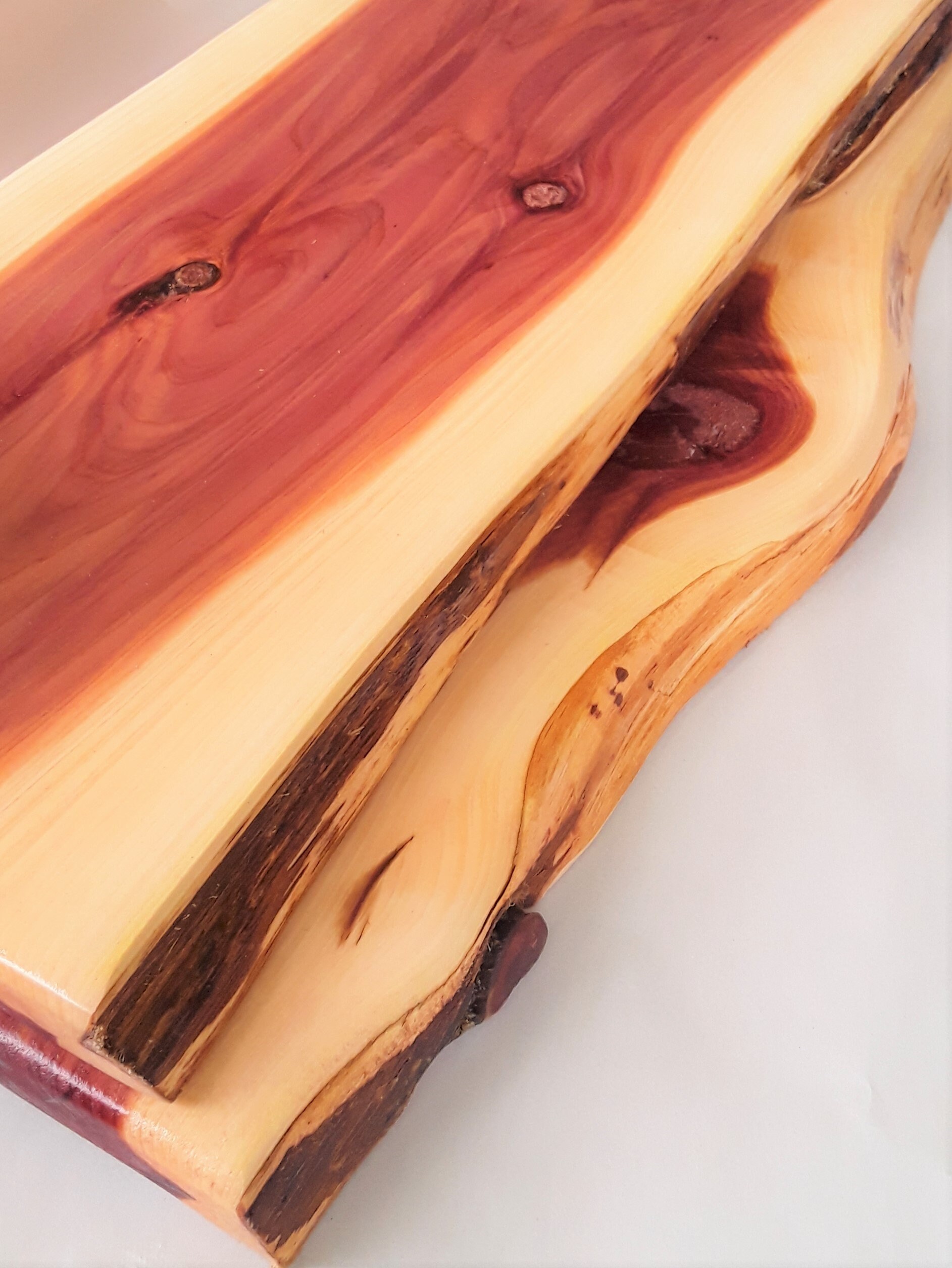 Two Live Edge Red Cedar Planks 2 Feet Long With Glaze Coat FREE US