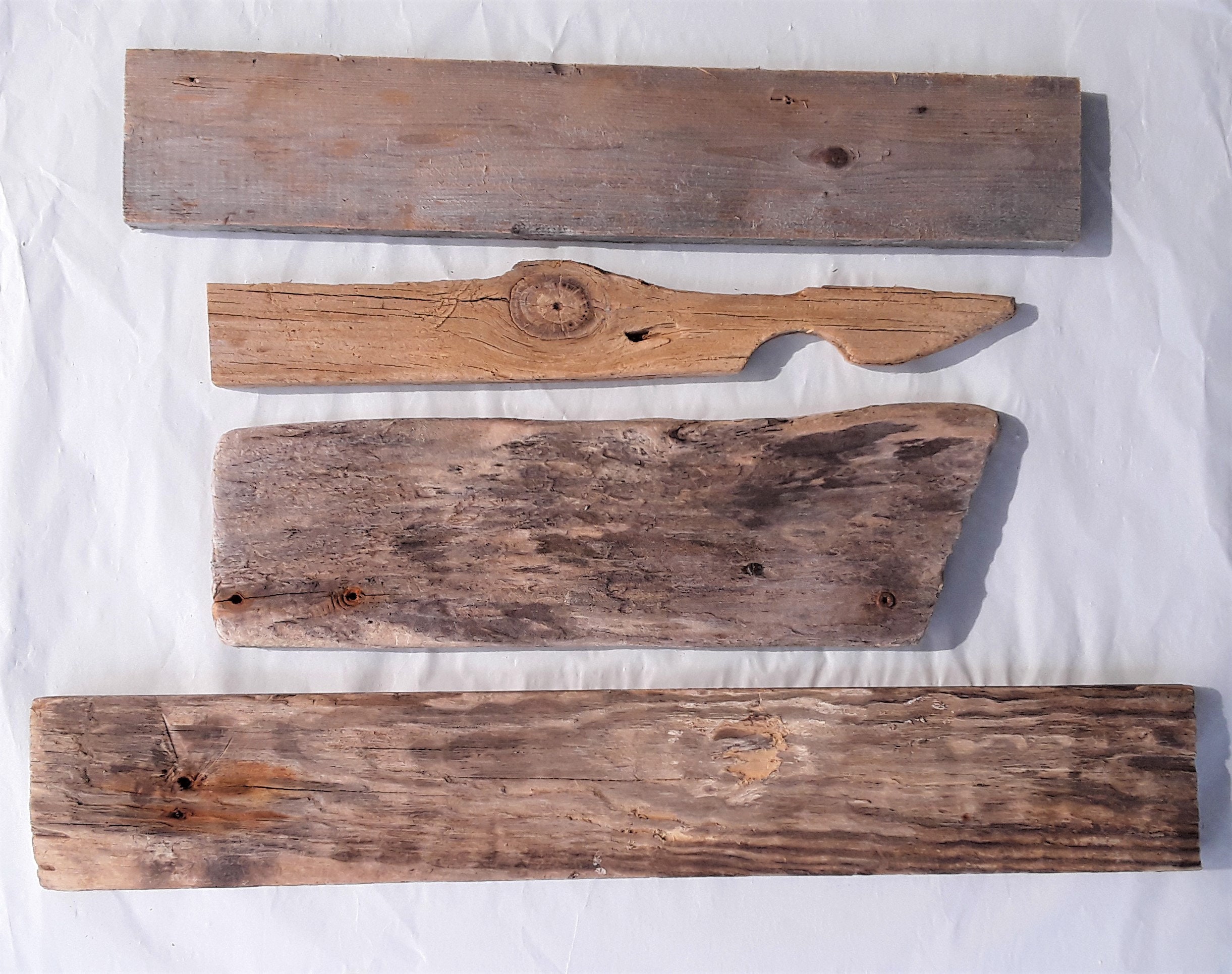 Reclaimed Driftwood Planks, 12 Thinner Pieces of Driftwood Lumber, US