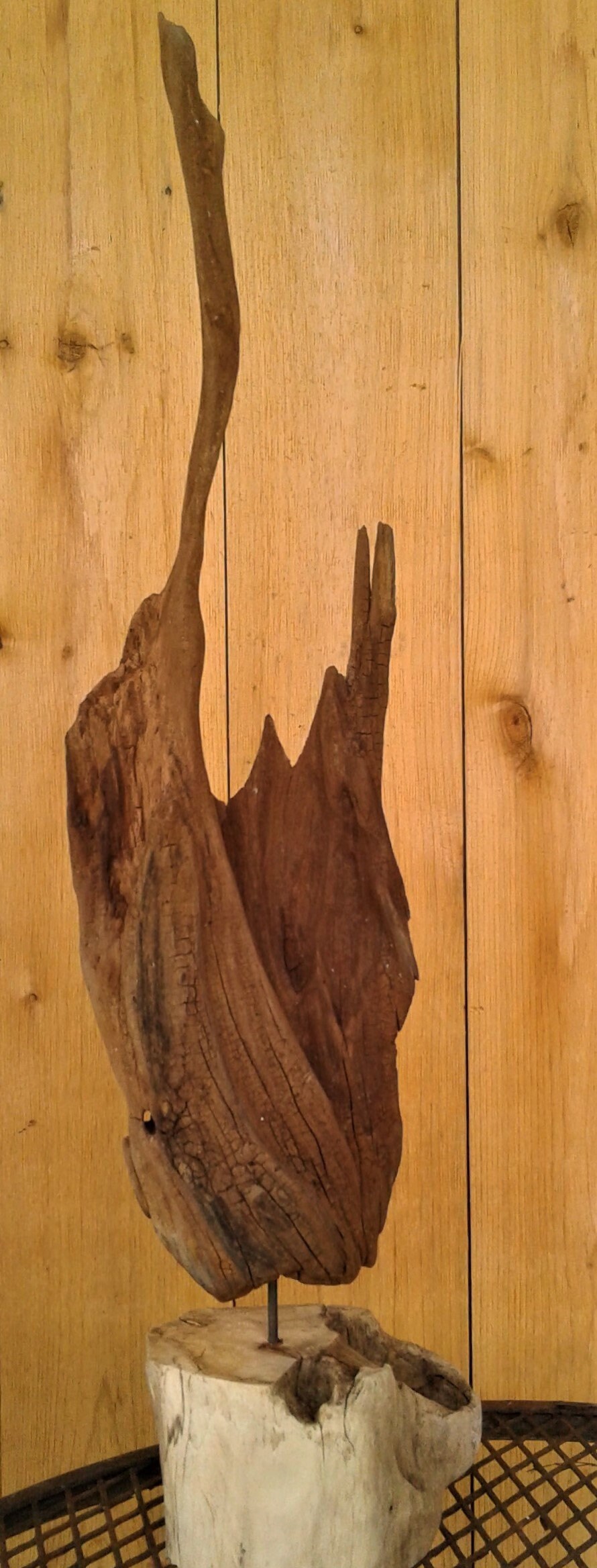 Driftwood Sculpture, Mounted Natural Art Piece