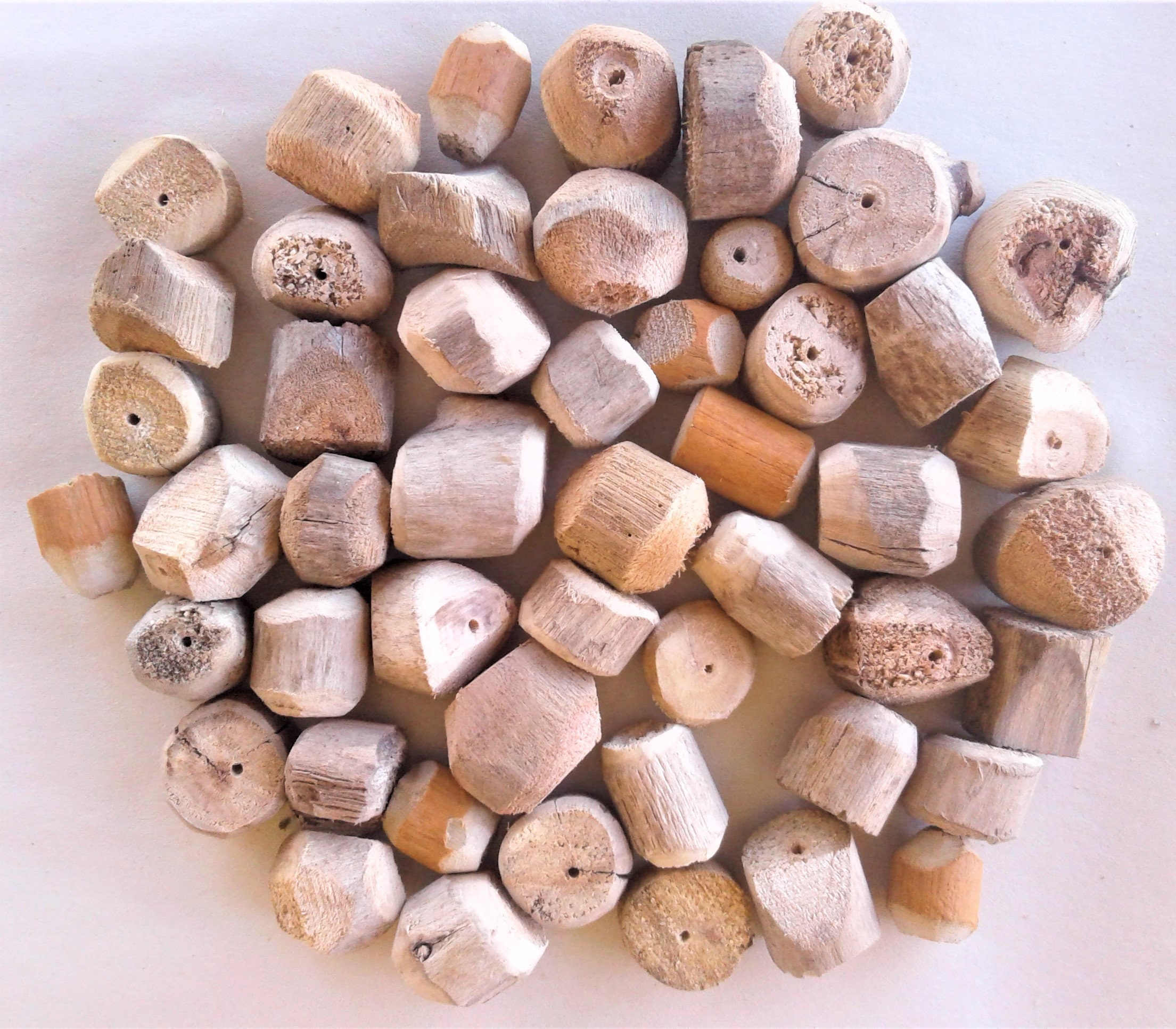 Driftwood Beads, 50 Handcrafted Pieces, FREE US Shipping