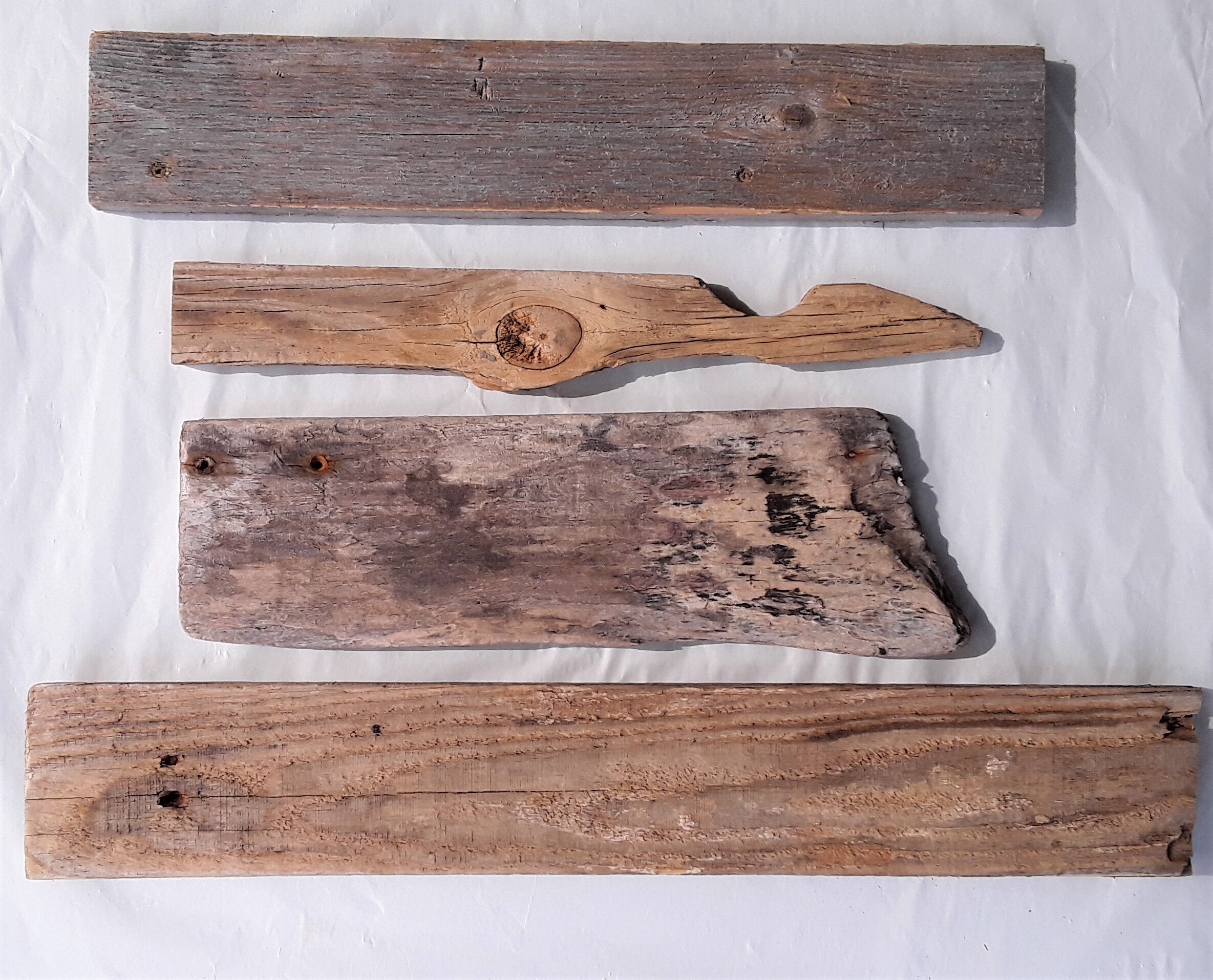 Reclaimed Driftwood Planks, 12 Thinner Pieces of Driftwood Lumber, US SHIPPING INCLUDED