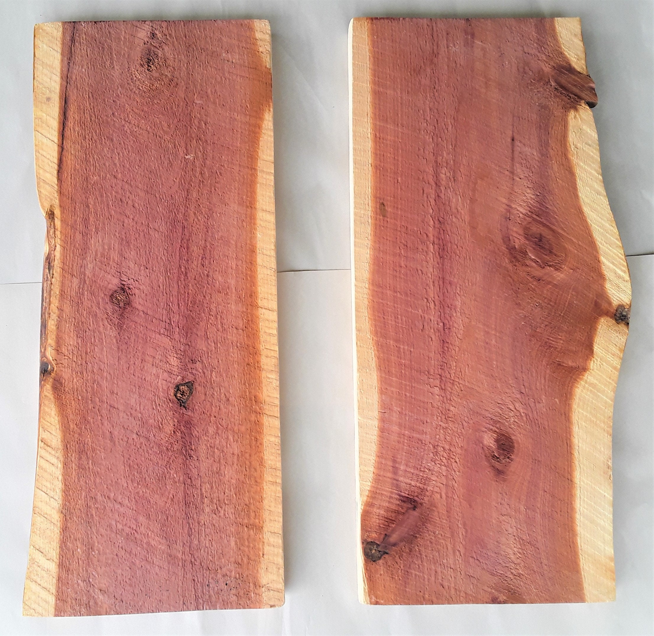 Two Live Edge Red Cedar Planks 2 Feet Long With Glaze Coat FREE US