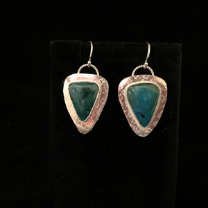 Green Chrysocolla & Silver Earrings