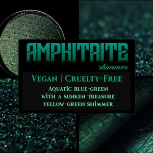 Amphitrite - VEGAN Aquatic Teal Turquoise Blue Green with Gold Shimmer Pressed Pigment Single