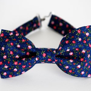 Blue floral bow tie, mens bow tie, wedding bow tie, kids boys bow tie, bow tie with flowers, blue pink bow tie, ring boy, grooms, groomsmen
