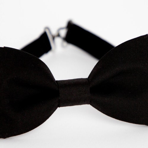 Black Bow Tie Mens Solid Black Bowtie Black Cotton Bow Tie Etsy