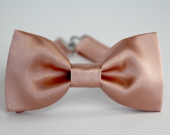 Rose gold satin bow tie, mens bow tie, wedding bow tie, grooms, groomsmen bow tie, ring bearer bow tie, ringboy bowtie, boys bow tie