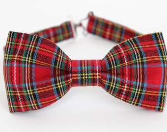 Plaid bow tie, Christmas mens bow tie, kids boys bow tie, festive bowtie, gift for him,Christmas red plaid bow tie, red tartan plaid bow tie