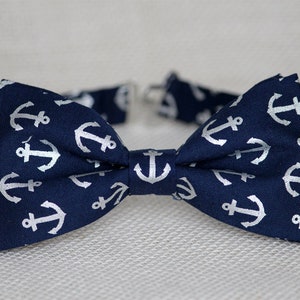Nautical bow tie for boys, navy anchor bow tie for toddler boy, nautical photoshoot, boys navy bow tie