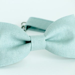 Dusty blue linen bow tie, men&#39;s wedding bow tie, grooms bow tie, ringboy bow tie, ring bearer, smoky blue bow tie, misty blue, kids bow tie