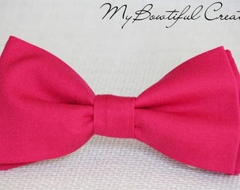 Fuchsia bow tie, Bright pink bow tie, mens bow tie, boys bow tie, wedding bow tie, photo shoot bow tie, ring bearer bow tie, groomsmen bow t