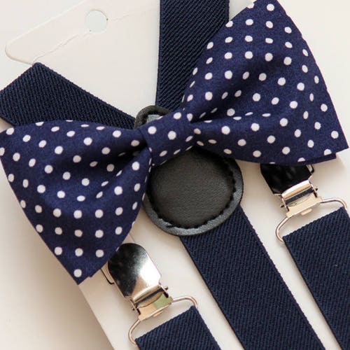 Navy Bow Tie and Suspenders Boy's Navy Suspenders and Bow Etsy