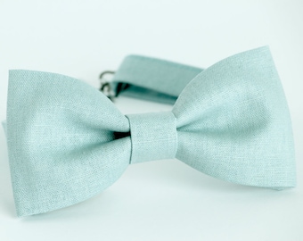 Dusty blue linen bow tie, men's wedding bow tie, grooms bow tie, ringboy bow tie, ring bearer, smoky blue bow tie, misty blue, kids bow tie